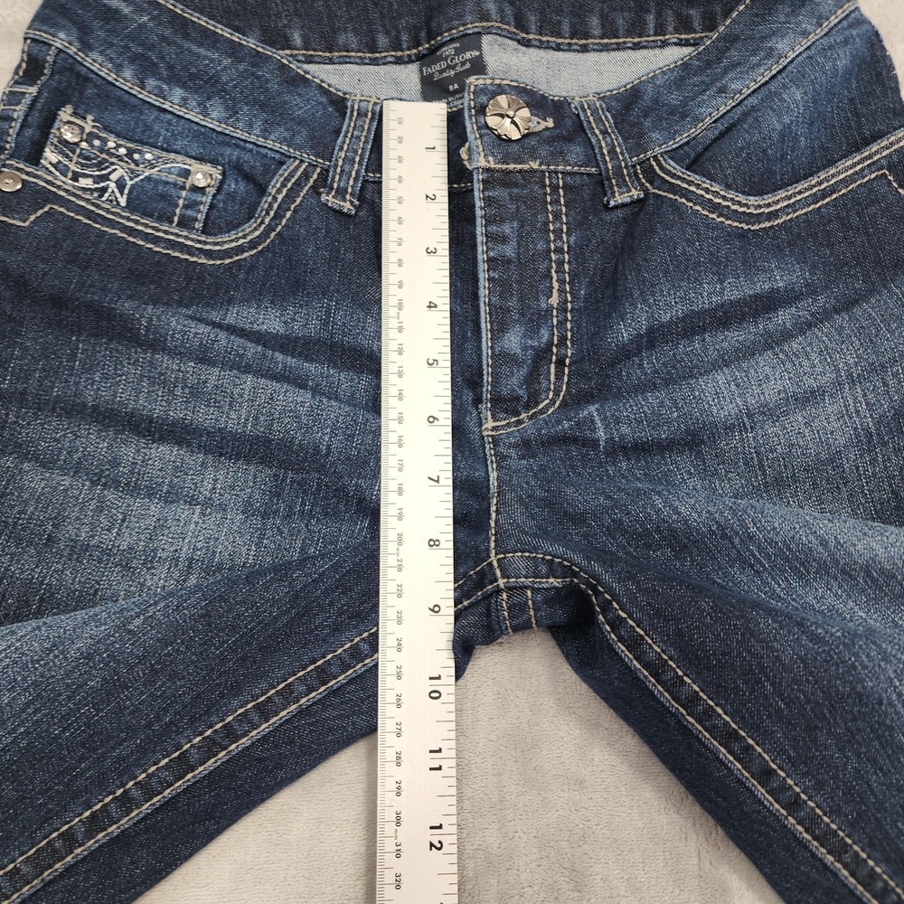 Faded Glory Jeans‎ Womens 8 Blue Low Rise Bootcut Embroidered Rhinestone Stretch - Picture 9 of 12
